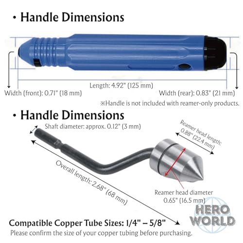 Deburring Tools, Countersink Hand Reamer, for Copper Pipe for 1/4" to 5/8" (Reamer Only) - style: Reamer Only