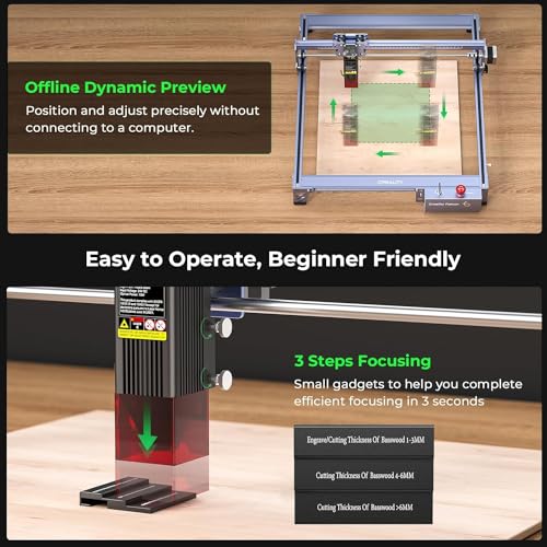 CREALITY FALCON 10w Laser Engraver with Air Assist, Laser Engraving Machine with Rotary Roller, 72W High Precision Laser Cutter and Engraver for Wood, Metal, Acrylic, Cylindrical Objects, Tumblers - color: Falcon-10W-pack