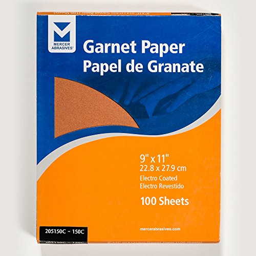 Mercer Industries 205150C - 9 x 11 Garnet Paper Sheets, Grit 150C (100 pack) - size: Grit 150C, style: 100 pack