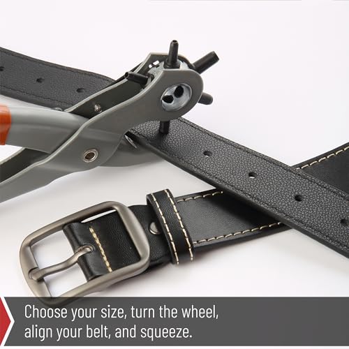 UNCO Leather Multi-Hole Puncher, Belt Punch Tool, Leather Hole Pricane - color: Brown