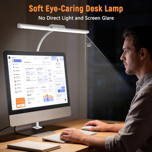 LED Desk Lamp for Home Office, Flexible Gooseneck Desk Lamp with Clamp - color: White