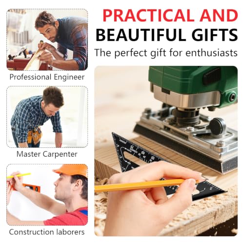 Aluminum Alloy Rafter Square 7 Inch, Carpenter Square Layout Tool with Laser-Etched Scale, Woodworking Triangle Ruler for Carpenters Craftsmen, Multi-Angle Protractor (Black) - color: Black