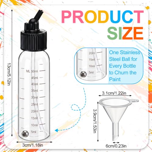 Singhoow 20 Set Airbrush Siphon Bottles Jars 2.12 Ounce(60cc) Plastic Paint Containers with Funnel Dual-action Siphon Suction Feed Airbrush Accessories Resealable for Storing Various Paints and Liquid - size: 60cc
