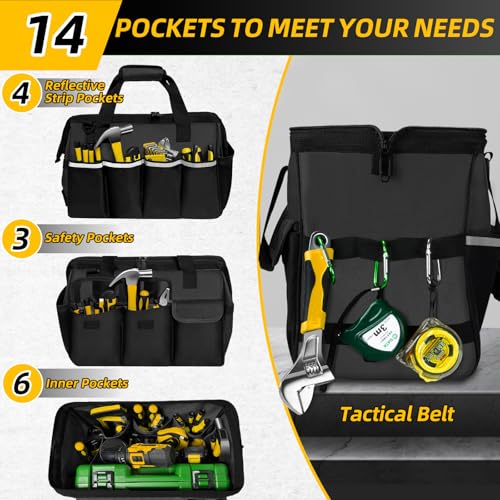 Portable Tool Bag Heavy Duty Tool Box Organizer with Shoulder Strap,M-Black - size: M