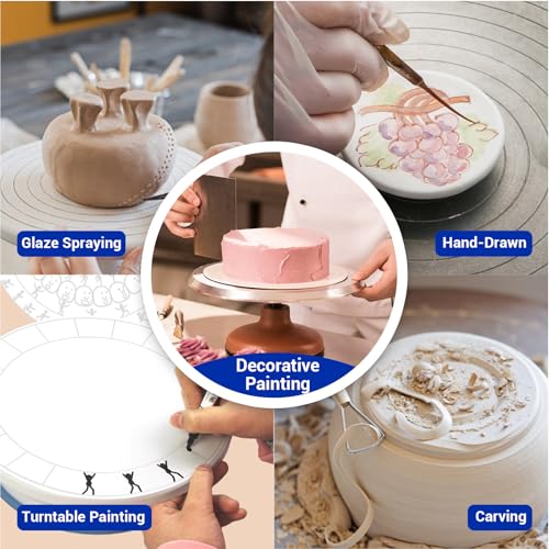 Yncotte Pottery Wheel, 12 Inch Double-Sided Sculpting Wheel with Scale - size: 12 Inch with Scale