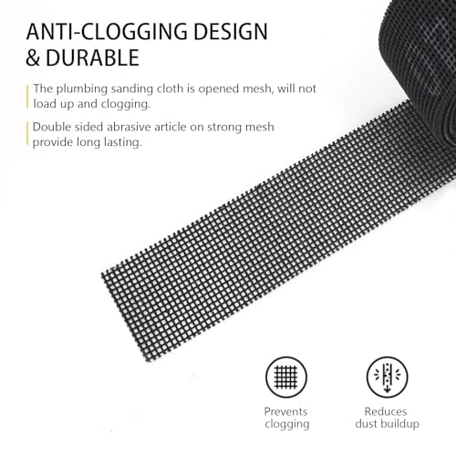 SCOTTCHEN Sanding Rolls/Plumbing Sanding Cloth 1-1/2" x 11yd (33 ft) / Plumber's Double Side Open Mesh/Silicon Carbide Grit #240-1Roll - size: Roll: 1-1/2"x 33 ft, style: #240