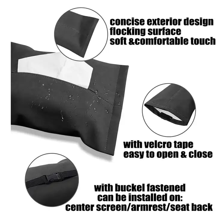 Car Hidden Tissue Holder Box for Tesla Model 3 Y Armrest Seat Back Napkin Center Console Flocking Storage Bag Auto Accessories