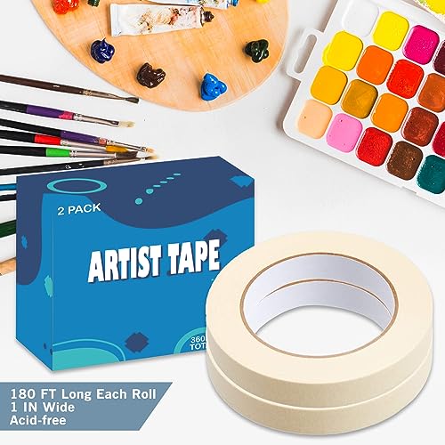 ALLFUN 2 Pack Masking Tape Painters Tape Artist Tape for Canvas Watercolor