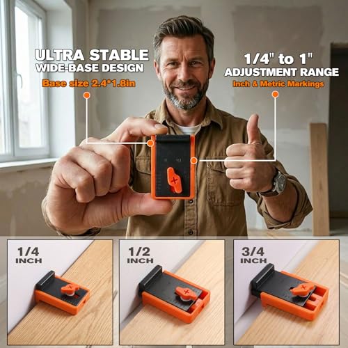 M MEEPO 20-Pack Upgraded Flooring Spacers, 1/4" to 1" (6-25mm) Adjustable Gap, Stable Wide-Base Design Never Slip or Fall, Professional Laminate Wood & Vinyl Plank Flooring Tools for DIY Installation