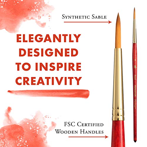 Princeton Heritage, Series 4050, Synthetic Sable Paint Brush for Watercolor, Round, 4 - size: Size 4