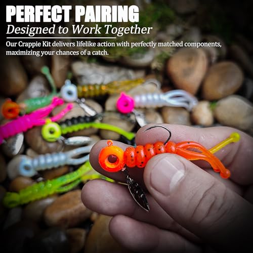 Crappie Jig Heads Lures Baits with Spinner, Scent Holder, 110 Pcs - color: 110Pcs - Crappie Jigs, Split TriTail Grub