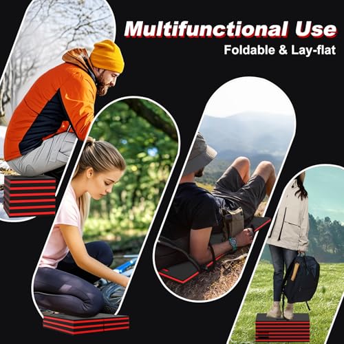 Thick Mechanic Mat Foldable EVA Kneeling Pad with Magnetic Tool Slot - color: Black & Red, size: 15.8"W