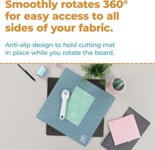 Kimberbell 360 Rotating Cutting Mat - Self Healing Mat for Fabric and Crafts, Rotary Cutting Board for Craft, Rotary Fabric Cutting Mat, Quilting Supplies