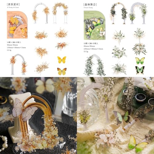 120 Pcs Aesthetic Floral Arch PET Stickers for Journaling - color: Romantic Collection