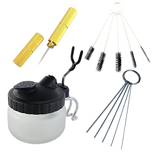 OPHIR Airbrush Cleaning Kit, 12Pcs Set with Glass Pot, Brushes & Needle