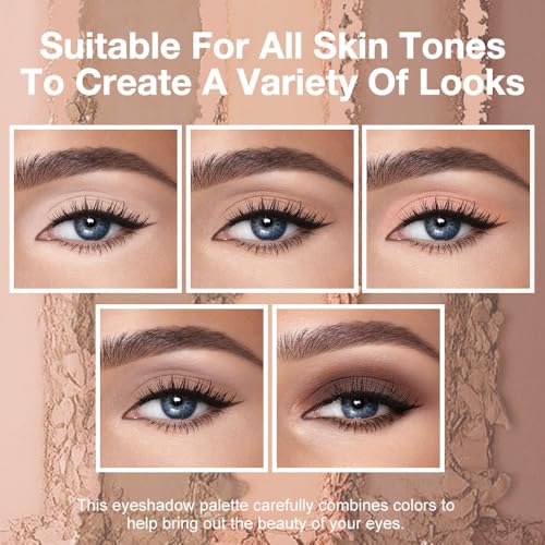 Nude Matte Eye shadow Palettes Makeup, 5 Cool Neutral Matte Cream Eyeshadows – Off White, Beige, Light to Dark Brown – Velvety Finish Highly Pigmented Eye Shadow Palettes (01#, Pack of 1) - color: A-#01