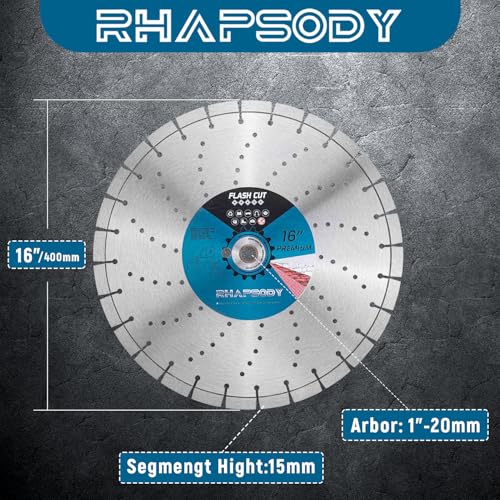 RHAPSODY 16Inch Laser Welded Diamond Saw Blade Segmented General Purpose - size: 16''
