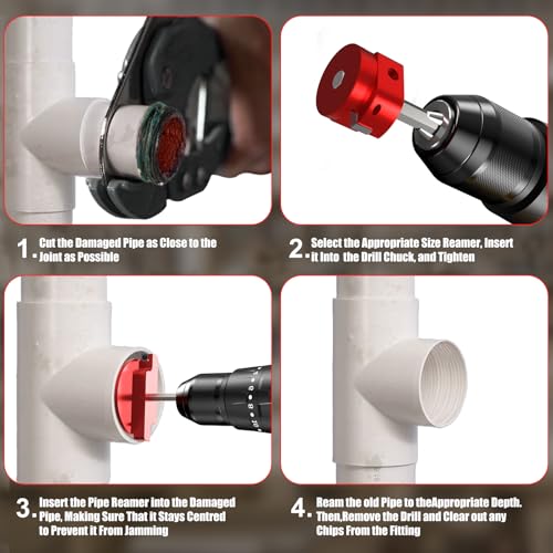 8-Piece Plastic Pipe Reamer Kit with Storage Case for 1/2" Drill