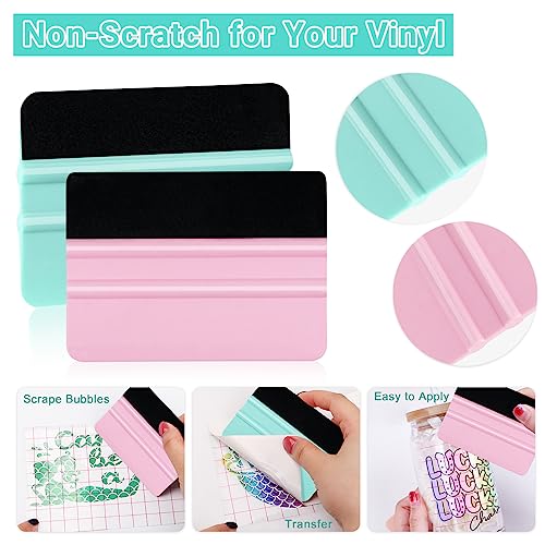 WRAPXPERT Vinyl Squeegee Tool,2 Pack Squeegees for Vinyls Pink and Teal,Felt Squeegee Vinyls Scraper Tool for Crafting Vinyl Application - color: Teal & Pink