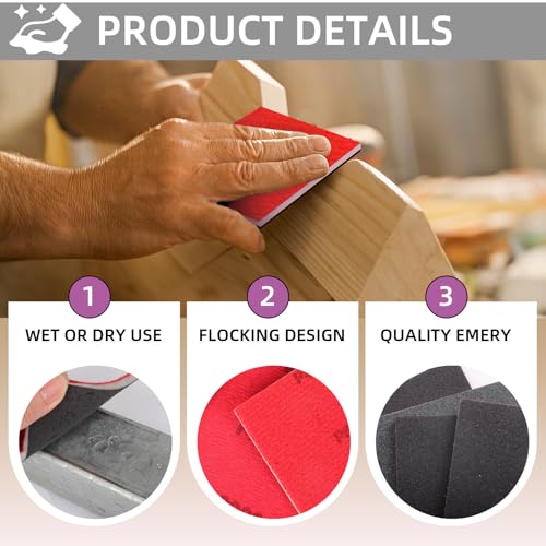 24Pcs Sanding Sponge 600 Grit Wet Dry Soft Foam Hand Sander Block - size: 24pcs 600 Grit, style: Aluminum
