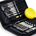 Transon 20Pcs Art Paint Brush Kit with Storage Case, 16 Brushes + Foam Brush Spatula Sponge for Acrylic Oil Watercolor Gouache, Adults Teens Beginners Art Supplies - color: White