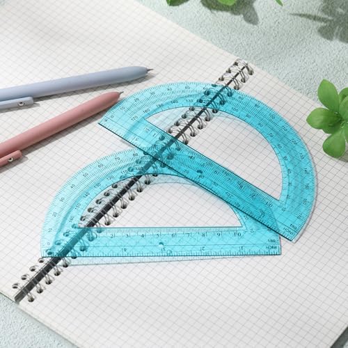 Zonon 2 Pcs 6 Inch Plastic Protractor 180° Math Protractors, Blue - color: Blue