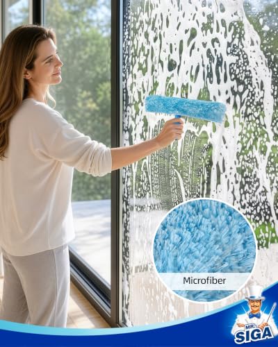MR.SIGA Professional Window Squeegee & Microfiber Window Scrubber, 14 inch - size: 14-inch