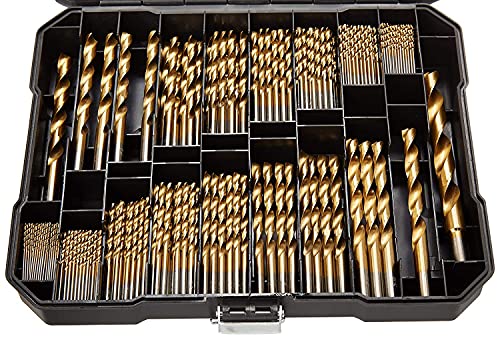 Metric 230 Pieces Titanium Twist Drill Bit Set, 135° Tip High Speed Steel, Size from 1mm up to 10mm, Ideal Drilling in Wood/Cast Iron/Aluminum Alloy/Plastic/Fiberglass, with Hard Storage - size: Metric 230 Pieces Drill Bit Set 135°
