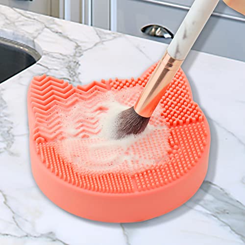 Mygeromon Makeup Brush Cleaner Mat Silicone with Dryer Holder (Orange) - color: Orange