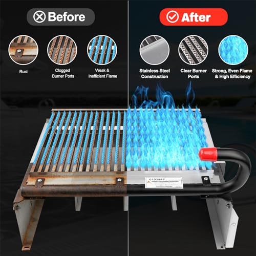 Part #010394F - Burner Tray with Burners - Direct Replacement for Pool Heater Model R406A, Fixes No Ignition, Weak Flame Issues - FOR NATURAL GAS ONLY (Propane conversion parts sold separately)