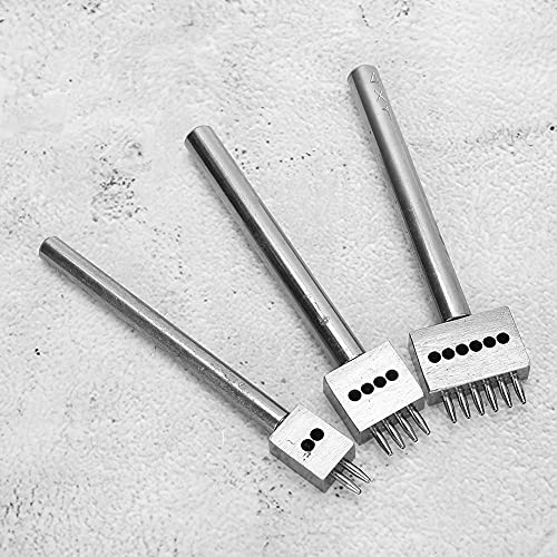 Punch Tool, Hole Punching Set, 3 Steel Punch with Incisive Edge for Leather Carving, Spacing Punch Tool with 4mm, 5mm, 6mm, 8mm Model(4mm)