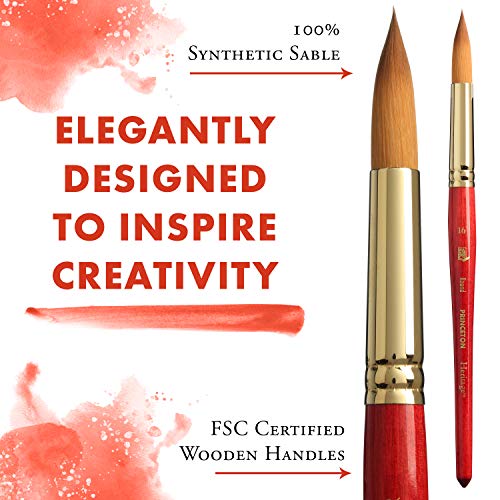 Princeton Heritage, Series 4050, Synthetic Sable Paint Brush for Watercolor, Round, 16 - size: Size 16