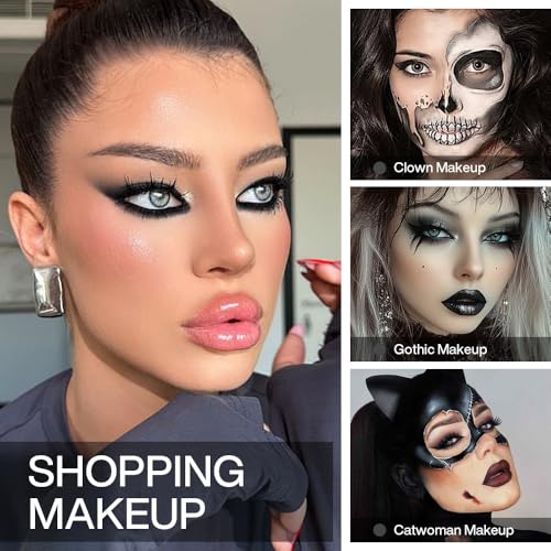 DE'LANCI Single Black Eyeshadow Palette, Matte Eyeshadow Eyes Goth Smokey Makeup, Long Lasting Blendable Single Dark Eye Shadow Pallet, for Smoky SFX Halloween Makeup Eyeliner Face Body Paint, #01 - color: black