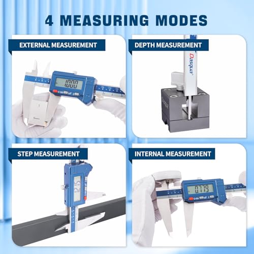 Dasqua Digital Caliper 12", IP54 Stainless Steel Water Resistant Caliper with Large LCD Display and Storage Case, Easy Switch Between Inch/Metric/Fraction, Accuracy 0.001'', Precision Measuring Tool - size: 0-12"
