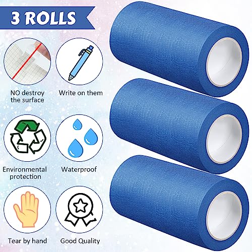 Fainne 3 Rolls Blue Painters Paint Masking Tape, Blue, 6 Inch X 55 Yards - size: 6 Inch x 55 Yards