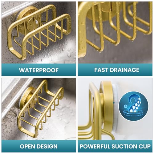 TAILI Gold Sponge Holder for Kitchen Sink with Strong Suction Cup - color: Gold, size: 5.1" x 2.3"