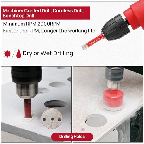 FOCSTOL Diamond Drill Bits Set 11PCS, 1/4"-2-1/2" Tile Hole Saw Kit - size: KIT7