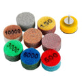 1inch 25mm Mini Non-Woven Polishing Pad 9Pcs/Set, 8 Different Grit 150#-10000# Wet Grinding Discs & 3mm Shank Hook & Loop Backing Holder for Detail Fine Grinding - style: 3mm Shank & 8Pcs Pad
