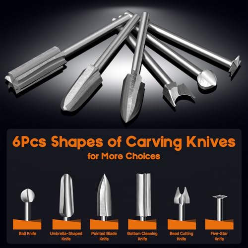 Wood Carving Drill Bits Set Compatible with Rotary Tool Different Shapes of Engraving Bits Meeting Woodworking DIY Carving, Drilling Hole, Grinding, Micro Sculpture (FO-3Pcs-BCK) - style: FO-3Pcs-BCK