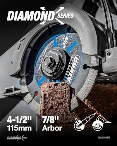 CRALY 4-1/2 Inch Super Thin Segmented Diamond Blade, 7/8 in Arbor, 4.5'' Diamond Stone Blade for Angle Grinder & Masonry Saw, Diamond Cutting Wheel for Cutting Concrete, Brick, Granite, Block, 2PC - size: 4-1/2 Inch (2 PCS)