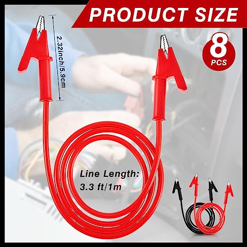 Dunzy 8 Pcs 3.3 ft Dual-Ended Alligator Clip Test Lead 14 Gauge Jumper Wire - size: 3.3 Ft