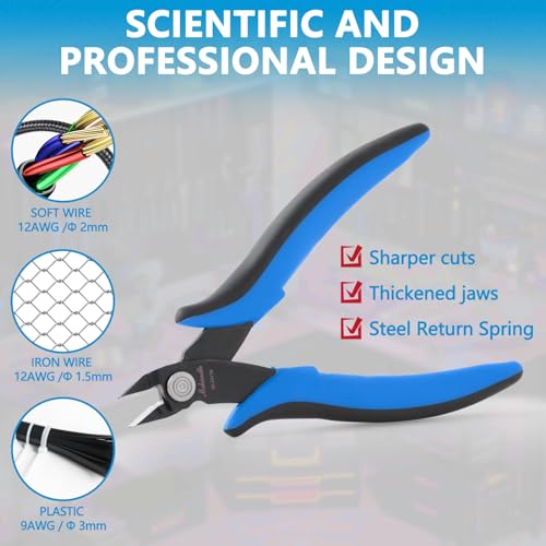 Flush Cutters, 3 Pack 5.3" Wire Cutters for Crafting, Ultra Sharp Flush Cut Pliers for Jewelry Making, Diagonal Cutting Pliers for Models, Aluminum Wire, Jewelry, Plastic and Soft Copper Wire - size: 3 Pack