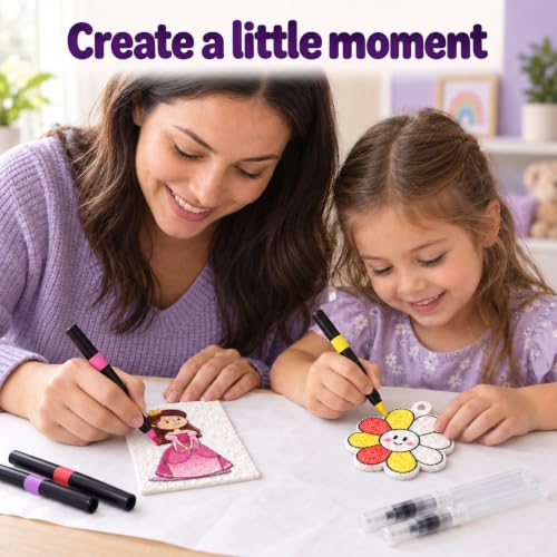 Hugrow Magic Puffy Paint Kit for Kids, 32 Foam Pieces, 3D Mess Free Craft - color: purple