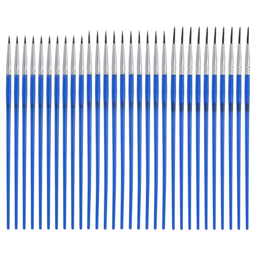 MECCANIXITY 30Pcs Fine Pointed Miniature Paint Brushes(Blue #0/#00/#000) - color: Blue, size: #0/#00/#000