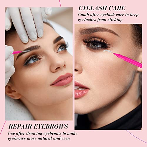 Lallisa 100 Pieces Micro Eyebrow Spoolie Brush with Cap, Pink, Purple - color: Pink, Purple