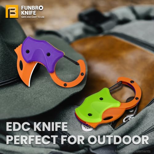 FUNBRO Small Pocket Knife for Men, Edc Knives Tool - color: 1 Pack Purple & Green