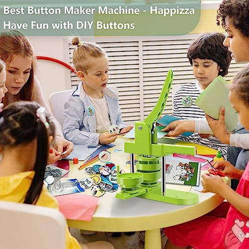 Happizza Button Maker Machine Multiple Sizes, Pin Maker Machine 2.25 inch+3 inch, Interchangeable Button-Models Badge Button Press Machine with 200 Sets 58mm+75mm Button Maker Supplies&Circle Cutter - size: Green 2.25+3 inch (200 Sets)
