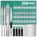 DIYSELF 250 PCS Exacto Knife Set Precision Knife with A5 Cutting Mat, Green