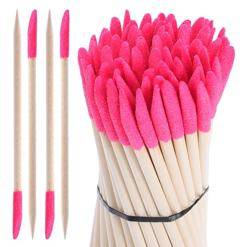70 PCS Disposable Sanding Sticks for Nails, Wooden Cuticle File Pusher Nail Sticks, 4.5 Inch Double-Headed Nail File Buffer Remover Manicure Sanding Tools for Salon Home Pedicure (Pink)