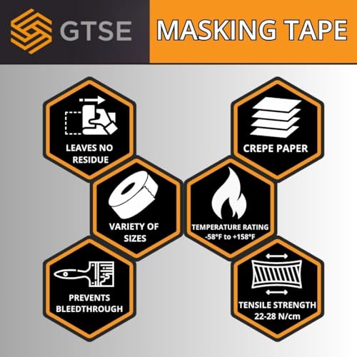 GTSE - Masking Tape 2 inch x 55 Yards (164 ft) 2 Rolls - size: 2" x 55 yds